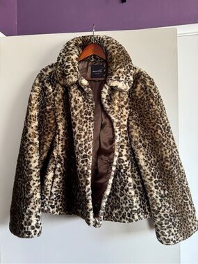 Y2K Leopard Print Faux Fur Jacket - Women